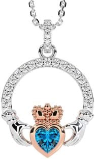 Ladies Sapphire Silver Celtic Trinity knot Ring 