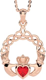 Ruby Rose Gold Silver Claddagh Necklace