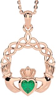 Smarald Rose Gold Colier Claddagh