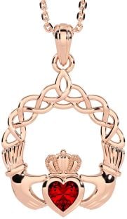 Granato Rosa Oro Claddagh Collana