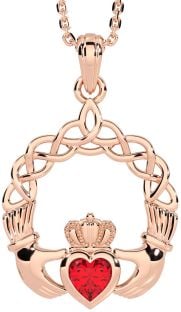 Ruby Rose Gold Claddagh Necklace