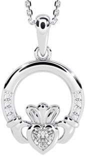 Diamant Sølv Claddagh Halskjede