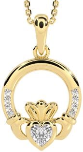 Diamond Gold Claddagh Necklace