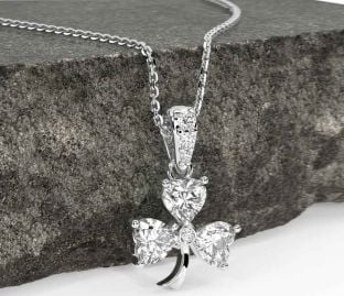 Diamond Silver Shamrock Necklace