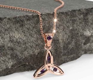 Alexandrite Rose Gold Silver Celtic Trinity Knot Necklace