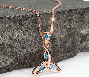 Topaz Rose Gold Silver Celtic Trinity Knot Necklace