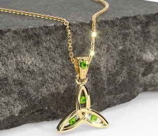 Peridot Gold Silver Celtic Trinity Knot Necklace