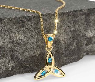 Topaz Gold Silver Celtic Trinity Knot Necklace