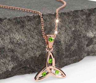 Peridot Rose Gold Celtic Trinity Knot Necklace