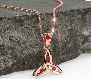 Ruby Rose Gold Celtic Trinity Knot Necklace