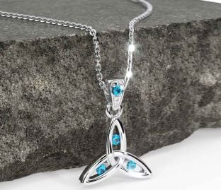Topaz Silver Celtic Trinity Knot Necklace