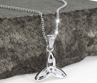 Diamond White Gold Celtic Trinity Knot Necklace