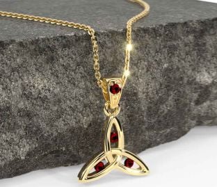 Garnet Gold Celtic Trinity Knot Necklace