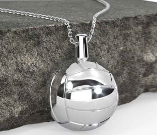 White Gold Gaelic Irish Football GAA Necklace