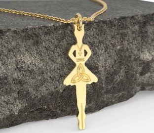 Gold Silver Irish Dancer Celtic Trinity Knot Necklace