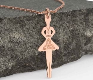 Rose Gold Irish Dancer Celtic Trinity Knot Necklace
