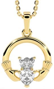 Diamant Goud Zilver Claddagh Halsketting