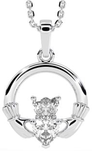 Diamant Sølv Claddagh Halskæde