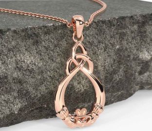 Rose Gold Silver Claddagh Necklace