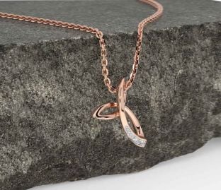 Diamante Rosa Oro Plata céltico Trinidad Nudo Collar