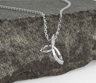 Diamond Silver Celtic Trinity Knot Necklace