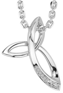 Diamond White Gold Celtic Trinity Knot Necklace