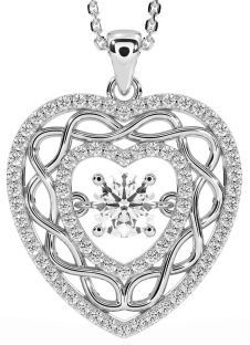 Diamond Silver Celtic Heart Necklace