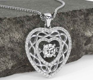 Diamond Silver Celtic Heart Necklace