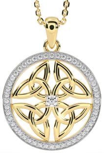 Diamond Gold Silver Celtic Trinity Knot Necklace