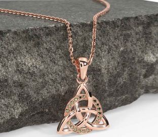 Marcasite Rose Gold Silver Celtic Trinity Knot Necklace
