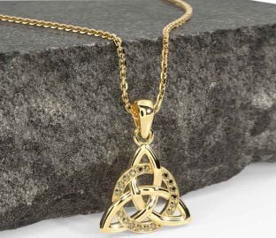Marcasite Gold Silver Celtic Trinity Knot Necklace