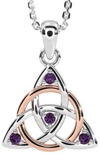 Alexandrite Rose Gold Silver Celtic Trinity Knot Necklace