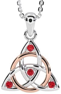 Ruby Rose Gold Silver Celtic Trinity Knot Necklace