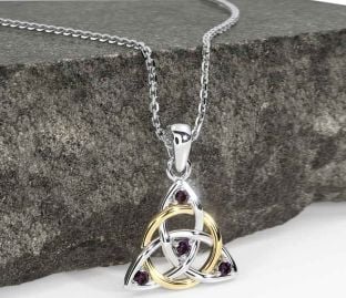Alexandrite Gold Silver Celtic Trinity Knot Necklace