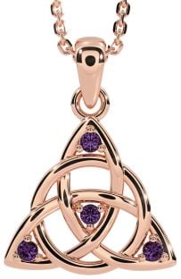 Alexandrite Rose Gold Silver Celtic Trinity Knot Necklace