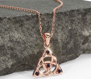 Alexandrite Rose Gold Silver Celtic Trinity Knot Necklace
