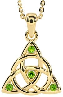 Peridoto Oro Argento celtico Trinità Nodo Collana