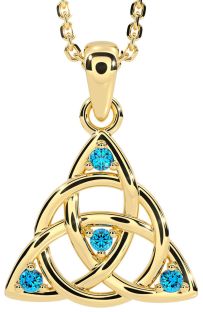 Topaz Gold Silver Celtic Trinity Knot Necklace