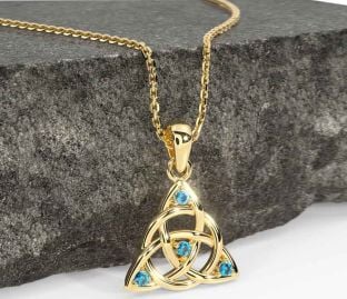 Topaz Gold Silver Celtic Trinity Knot Necklace