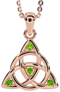 Peridot Rose Gold keltisch Dreieinigkeit Knoten Halskette