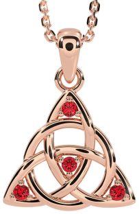 Ruby Rose Gold Celtic Trinity Knot Necklace