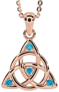 Topaz Rose Gold Celtic Trinity Knot Necklace