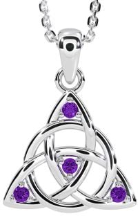 Amethyst Silver Celtic Trinity Knot Necklace