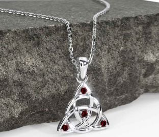 Grenat Argent celtique Trinité Noeud Collier