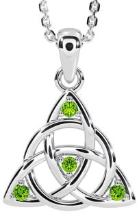 Peridot Silver Celtic Trinity Knot Necklace