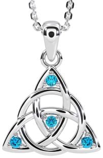 Topaz Silver Celtic Trinity Knot Necklace