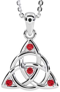 Ruby White Gold Celtic Trinity Knot Necklace