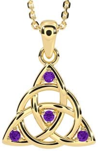 Amethyst Gold Celtic Trinity Knot Necklace