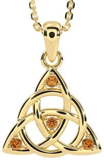 Citrine Gold Celtic Trinity Knot Necklace