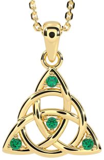 Emerald Gold Celtic Trinity Knot Necklace